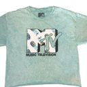 MTV Mint White Tie Dye Cropped Logo Graphic Shirt With Pineapples Size Large Photo 0