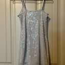 Divided Silver Sequin Mini Dress Photo 1