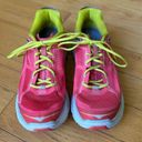 Hoka Clifton One One Pink and yellow Road Running Shoes size 10 Photo 2