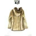 Gallery  Women’s Jacket Faux Suede Leather Faux Fur Beige Size Large Hooded Photo 7