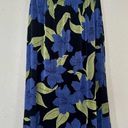 🦋 N Touch Vintage Black Green Blue Floral Tropical Midi Skirt 90s Medium Photo 0