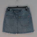 We The Free  Blue Mini Button Fly Raw Hem Denim Jean Skirt 27 Photo 1