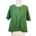 kim rogers  GREEN KNIT SHORT SLEEVE CARDIGAN 100% COTTON WOMEN SIZE LARGE Photo 0