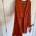 Pretty Little Thing Rust Orange Tie Dress Photo 2