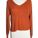 Hippie Rose  Double V Ribbed Knit Button Back Cropped Sweater Pumpkin Spice XS Photo 0