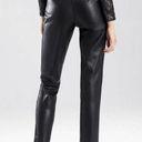 Natori NEW Josie  Womens 8 Faux Leather Pants Black Straight Leg Minimalist Photo 1