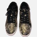 Isaac Mizrahi  Sneaker Size 8.5 Gold Silver Metallic Beckie Floral Fabric NEW Photo 1