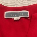 Pleione Red Flowy 3/4 Elastic Cuffed Sleeve Business Casual V-Neck Blouse Photo 3