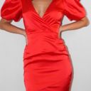 Missguided Misguided Red Puff Sleeve Dress Photo 0