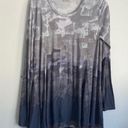 LOGO By Lori Goldstein | Gray Watercolor Flowy Tunic sz M Photo 0