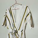 SANCIA Anika White Linen Blend Striped Waist Tie Midi Dress Size Medium Photo 4