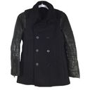 All Saints Zaskia Pea Coat Navy Wool Black Leather
Sleeves Double Breasted Photo 11