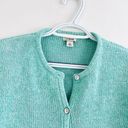 L.L.Bean  Turqouise Blue Thick Knit Luxury Button Down Cardigan Sweater ~ Sz Large Photo 1