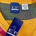 ep pro NWT Vintage 80s  Evan Picone Yellow Plaid Golf Sweater Medium V-Neck Photo 6