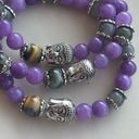 Dream tiger eye Buddha head labradorite kunzite ONE NEW stretch bracelet hand cr Purple Photo 7