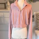 Cloud Chaser Plush Pullover Powder Blush Quarter Zip Cropped Top Womens Large  Photo 4