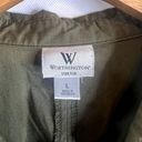 Worthington  Stretch Army Green Moto Snap Button Shirt Size Large‎ Photo 6