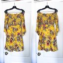 Farm Rio Dress Bria Smocked Mini Floral Off-Shoulder Yellow Multi XS EUC Photo 3