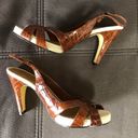 Isaac Mizrahi Shiny Burnt Orange/Brown Heels Photo 4