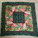 Oscar de la Renta  Vintage Square Silk Scarf Pink Floral Green Retro Designer Photo 0