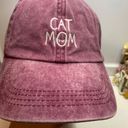 Women’s Distressed Denim CAT MOM Adjustable Baseball Cap Hat Red Photo 1