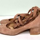 Gianvito Rossi  Suede Low Heel Pumps with Wrap Straps Mauve / Taupe Size 36.5 6 Photo 4