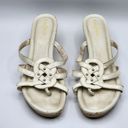 Cole Haan  White Heels open Toe Slide Cork Leather Sandals Size 7.5B Photo 3