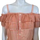 LC Lauren Conrad Lauren Conrad XL orange & white check off-the-shoulder sleeves women's crop top Photo 1