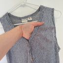 Rachel Zoe  Navy Blue White Striped Sleeveless Button Tie Knot 100% Linen Tank M Photo 4