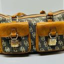 Dooney & Bourke Vintage  Tan Denim Monogrammed Lock & Key Pockets Shoulder Bag Photo 0