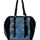 Aimee Kestenberg  Handbag Women Black/Blue Snake Skin Leather Purse Shoulder Bag Photo 0