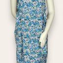 Vintage‎ Liberty Dress Apron Style Faux Wrap Side Ties Square Neck Blue Floral Size M Photo 0