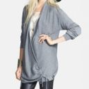 Leith  Side Tie Wrap Sweater Gray Long Sleeve Rayon Cotton WOOL Blend Surplice SM Photo 2