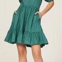 Peter Som  Puff Sleeves Cotton Green Babydoll Mini Dress Sz 6 Photo 0