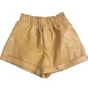 Forever 21  Caramel light Brown Faux Leather Shorts Women's S Stretch Waist Cuffe Photo 0