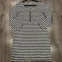 J.Crew  Size M Black & Shirt Striped Long Sleeve Midi Dress Women's Zip Front Photo 2