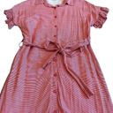 Rachel Parcell  Ruffle Sleeve Dress Button-Down w/ Belt Red White Stripe Medium Photo 5