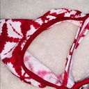 Raisin's  NWT Dharma Red & White Tie-dye Ruffle Bikini Top Photo 2