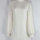 Alexis  Lunia Ivory Cream Sequined Shift Mini Mock Neck Long Sleeve Dress Size XS Photo 2