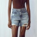 ZARA  high rise distressed denim shorts Photo 0