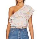 Something Navy Revolve  one shoulder top pastel ruffle floral print size medium Photo 1