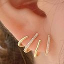 gold Elegant Cubic Zirconia & Faux Pearl Stud Earrings Photo 3