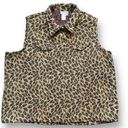 Coldwater Creek Vintage  Vest Tan Brown Leopard Animal Print Button Front Plus 2X Photo 0