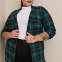 Torrid New  Plaid Long Line Lightweight Ponte Plaid Blazer Green/Black Size 1X Photo 0