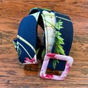 Oscar de la Renta  Genuine Leather Floral Leather Belt Pink/Green Medium NEW! Photo 2