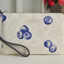 Coach NWT  Corner Zip Wristlet In Signature Canvas With Blueberry Print CR817 $88 Photo 1