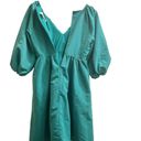 Tuckernuck  Hyacinth House Emerald Green XS Ruched V-Neck Genevieve Mini Dress Photo 10
