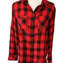 Sanctuary  | Red Plaid Button Up 100% Rayon Soft Pocket Front Flannel Size Small Photo 2