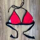 HOBIE Y2K Black Red Ruffle Embroidered Cherries Daisies Halter Swim Bikini Top Size L Photo 4