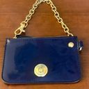 Tommy Hilfiger  Wristlet Blue Patent Pouch With Chain Strap Logo 5.5 x 3.5" Photo 0